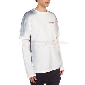 เสื้อยืดแขนสองชั้นลำลองสำหรับผู้ชาย, เสื้อยืดผ้าฝ้าย100% สไตล์สตรีทเสื้อยืดสองชั้นสำหรับผู้ชาย - Product Image 2