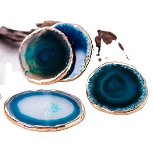 Wholesale European Style <b>Coasters</b> Blue Agate Natural Stone Mats Pad OEM Agate <b>Coaster</b> for Cup Holders - Product Image 4
