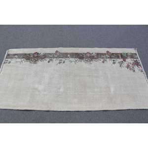 Tapis turc vintage 2,8 x 5,9 pieds, tapis d'appoint, tapis Ikat blanc - Product Image 3