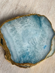 Dessous de verre en agate multicolore naturelle plaqué or poli fait à la main couleur personnalisée de haute qualité Agate Cup Coaster - Product Image 2