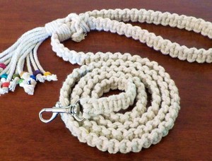 Correa de Macramé para Perro con Borla, Correa de Algodón Hecha a Mano, Correa Resistente y Ligera para Perros y Gatos - Product Image 3