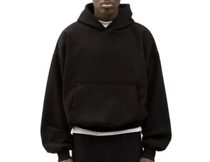 เสื้อฮู้ดดี้ผ้าฝ้ายคุณภาพสูง 100% สไตล์ลำลอง ทรงโอเวอร์ไซส์ สีพื้นเรียบง่าย สำหรับผู้ชาย แบบไหล่ตก - Product Image 1