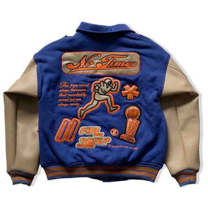 Alta demanda al por mayor personalizado Patchwork azul Varsity béisbol bombardero hombres Chaquetas Chaqueta para hombres Streetwear invierno cálido - Product Image 6