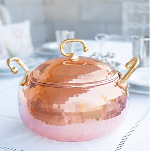 Casserole en cuivre faite à la main, marmite en cuivre, ustensiles de cuisine, cuivre vintage, ustensiles de cuisine en cuivre avec couvercle - Product Image 1