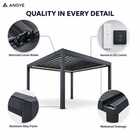 Pergola à lames orientables électrique minimaliste en aluminium, toit rétractable motorisé, gazebo de jardin 3x4m, imperméable, intelligent