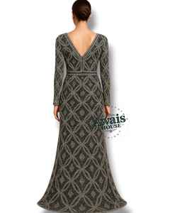 ชุดแต่งงานทรงเอไลน์หรูหราสง่างาม แขนยาว ประดับลูกปัด ปักลายดอกไม้ เอวทรงเอ็มไพร์ ยาวกรอมพื้น ประดับคริสตัล ไข่มุก และเพชร - Product Image 2