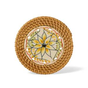 Natural Rattan Coaster Handmade In Vietnam For Cup Mug And Glass <b>Table</b> <b>Protection</b> From Vietnam - Product Image 2
