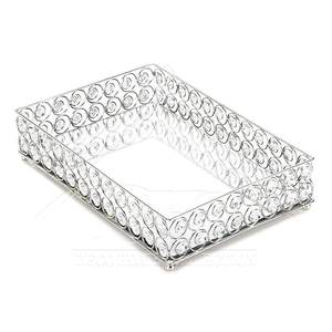 Elegante Bandeja Rectangular de Cristal con Espejo, Bandeja Decorativa de Metal Dorado para Mesa de Centro, Decoración de Bodas, Organizador de Cosméticos - Product Image 2