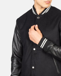 Chaquetas Varsity Personalizadas al por Mayor, Chaqueta Universitaria de Béisbol con Bordado, Mangas de Cuero, Chaqueta Bomber Letterman para Hombre, Chaquetas Varsity en Blanco OEM - Product Image 5