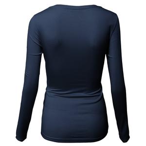 Chemises côtelées à manches longues pour femmes à la mode Slim Fitted Tops Thermal Nurse Under Scrub Crew Neck Soft Fabric Tee Underscrubs - Product Image 3