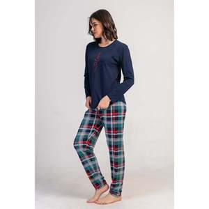 ชุดนอน KADIN LYC SUPREM O YAKA UZUN KOL ETEGI OVAL PIJAMA TAKIM - สีน้ำเงินเข้ม - สีน้ำเงินเข้ม - Product Image 2