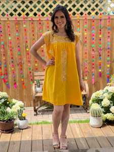 Tela de algodón de encaje cintura Natural respetuoso con el medio ambiente multicolor Maxi vestido de moda mexicana diseños bohemios ropa tradicional estilo de mujer - Product Image 6