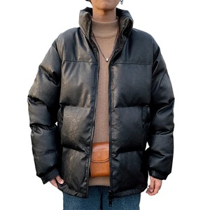 Men's Winter Thickening Puffer <b>Jacket</b> with Stand Collar Cotton-<b>Padded</b> Warm High Street Style Made From Canvas Fabric - Product Image 3