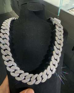 Cadena elegante de moissanita de oro blanco de 14K VVS1 Diamante de corte princesa Plata de Ley 925 Pases Probador de diamantes Estilo HipHop incluido - Product Image 1