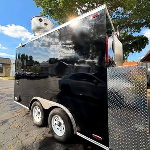 Black Fiberglass Food Trailer <b>Towable</b> Mobile Snack Cart Catering Truck Custom Size Service Window - Product Image 5