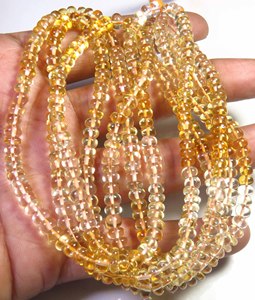 Cuentas de Citrino Amarillo Pulido en Forma de Rondel de 5 mm, Collar de Gemas Naturales Suaves de Alta Calidad de 16 Pulgadas - Product Image 6