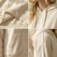 Yüksek Kaliteli Ağır Fransız Havlu Kumaşı Sokak Modası Kadın Kapüşonlu Sweatshirt Özel Baskılı 3D Nakışlı Önü Bol Kesim Kışlık