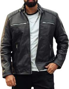 Veste en cuir véritable classique personnalisée OEM pour hommes Veste de moto élégante et écologique Col à capuche en fourrure Prix de gros - Product Image 1