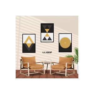 ชุดโต๊ะ MDF คุณภาพ 25 ชิ้น พร้อมลายพิมพ์ไล่สีเรขาคณิต คอลเลกชันกรอบรูป 3 ชิ้น ขนาด 50x35 ซม. สำหรับงานศิลปะติดผนัง - Product Image 5