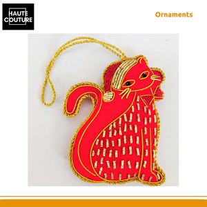 Modern Design Best Quality <b>Red</b> Cat with Xmas Santa Cap Handcrafted Festive Hanging Ornaments for Home Decoration at Best Price - Product Image 3