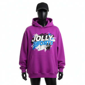 Sudadera Extra Grande para Mujer, Algodón de Alta Densidad, Felpa de Poliéster, 320GSM, Ajuste Cómodo, Color Morado Sólido, Ropa Urbana, Logotipo Personalizado Estampado, Sudadera Básica - Product Image 1