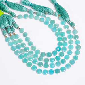 ลูกปัดอัญมณีรูปเหรียญแฟนซีแบบเหลี่ยมเพชรพลอยสำหรับทำเครื่องประดับหินสีฟ้า10-11มม. - Product Image 1