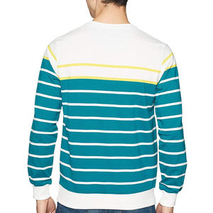 Sweat-shirt en molleton tricoté brodé à col rond pour homme, blanc, bleu sarcelle, jaune, à manches longues, coupe classique, décontracté, automne - Product Image 6