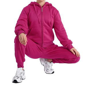 Polyester/Cotton Midweight Casual Breathable <b>Women</b> Tracksuit Zipper Hoodie & Jogger Set Stylish Autumn Winter Warm Two Piece Set - Product Image 5