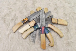 Lot de 10 couteaux à peler à manche en os de 8 "en acier damassé fait à la main Cadeau pour vos amis. - Product Image 2