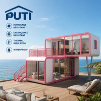 Cabane Apple rose de 40 pieds, 26 m², maison préfabriquée résistante aux ouragans pour usage hôtelier et de station balnéaire, disponible dès maintenant