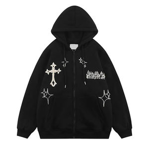 สั่งซื้อขนาดเล็กจากโรงงานขนาดใหญ่ซิปแบบกําหนดเองขึ้นเสื้อฮู้ดเย็บปักถักร้อย Chenille สําหรับผู้ชาย 2024 - Product Image 4