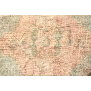 Tapis turc vintage 1,4x3,3 pieds, petit tapis, beige KLM géométrique avec éléments floraux - Product Image 5