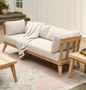 Canapé d'extérieur en teck avec coussins, fabriqué en Indonésie - Product Image 5