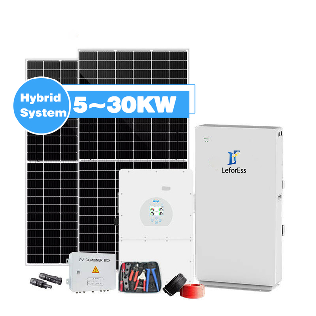 Lefor Complete Kit 5Kw 10KW 20KW 30KW Off Grid Hybrid Home Use Solar Power System with 10KWH 30KWH Lithium Ion Lifepo4 Battery