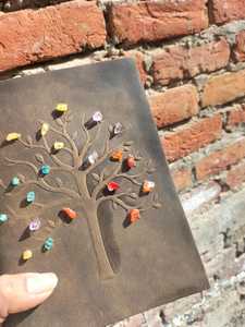 Diario de cuero adornado con piedras preciosas, indica claramente el diario de cuero con incrustaciones de Chip de cristal, diario de cuero hecho a mano con piedras preciosas - Product Image 3