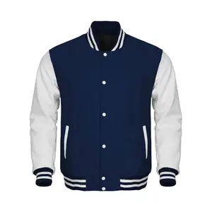 Nouvelle veste universitaire de baseball Letterman personnalisée OEM avec manches en cuir fabrication par SUPER BADGES COMPANY