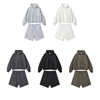 Ensemble de survêtement pour homme surdimensionné, personnalisé, en molleton épais 500 g/m², respirant et chaud, style streetwear décontracté, 2 pièces (hoodie et short)