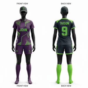 Women Soccer Uniform Set 160 GSM Premium Polyester Sports Fabric <b>Orange</b> Navy Stripe Panel Design Sublimation Custom Teamwear - Product Image 3
