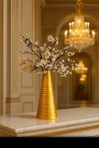 Vase à fleurs en métal martelé doré de luxe | Vase décoratif fait à la main pour la maison, l'hôtel et le centre de table - Product Image 3