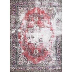 Tapis en laine noués à la main vintage rouge et orange Pae-2411 – Nouveau tapis de salon avec motifs abstraits rectangulaires et médaillon pour couloir - Product Image 1