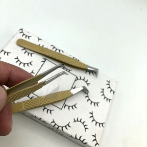 Pince à épiler d'extension de cils japonaise en acier inoxydable à 90 degrés personnalisée Diamond Grip Pointed Fiber Volume Tip Sustainable Golden - Product Image 6