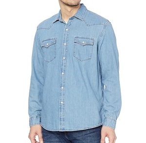 Good Quality Long Sleeve Cotton Denim <b>Jeans</b> <b>Shirts</b> Casual Double Pockets <b>Men</b> <b>Shirt</b> Top Selling Customized Logo Breathable - Product Image 1