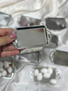 Plateau de service mini en acrylique argenté pour mariages, Noël, Halloween - Vente en gros, élégant, décoratif, pour bonbons, chocolats, cadeaux de fête - Product Image 2