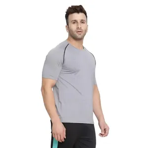 Vente en gros de vêtements de sport personnalisés pour la course à pied athlétique vêtements de fitness pour hommes avec compression t-shirts à col rond - Product Image 3