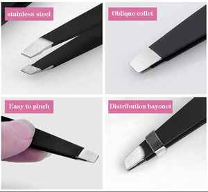 Juego de pinzas para cejas, 4 piezas de acero inoxidable con bolsa de cuero a pedido, herramienta de belleza más depiladora, Kits de depilación - Product Image 4