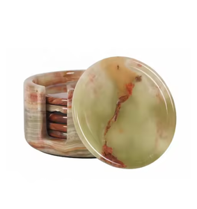 <b>Marble</b> <b>Coaster</b> Set With Natural Polish Finishing Round Shaped Contemporary Design With Box <b>Coasters</b> Top Trending - Product Image 1
