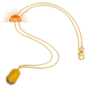 สร้อยคอประดับอัญมณีสีเงินสเตอร์ลิง18K ประดับอัญมณีสีเหลืองและพระจันทร์ - Product Image 3