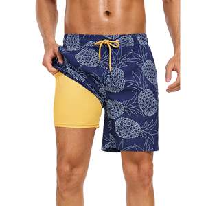 Pantalones cortos de playa 2 en 1 para gimnasio deportivo, fabricante de pantalones cortos de secado rápido, bañador sublimado personalizado para hombre con forro de compresión - Product Image 3
