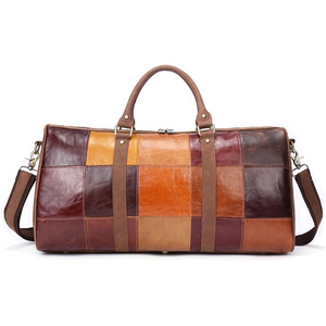 Sacs de voyage en cuir véritable pour hommes et femmes avec fermeture à glissière pliable pour le rangement des vêtements de sport de bureau - Product Image 1