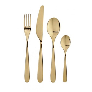 ชุดช้อนส้อมสแตนเลสขัดเงาสีทองมีดีไซน์ใหม่พกพาง่าย - Product Image 1